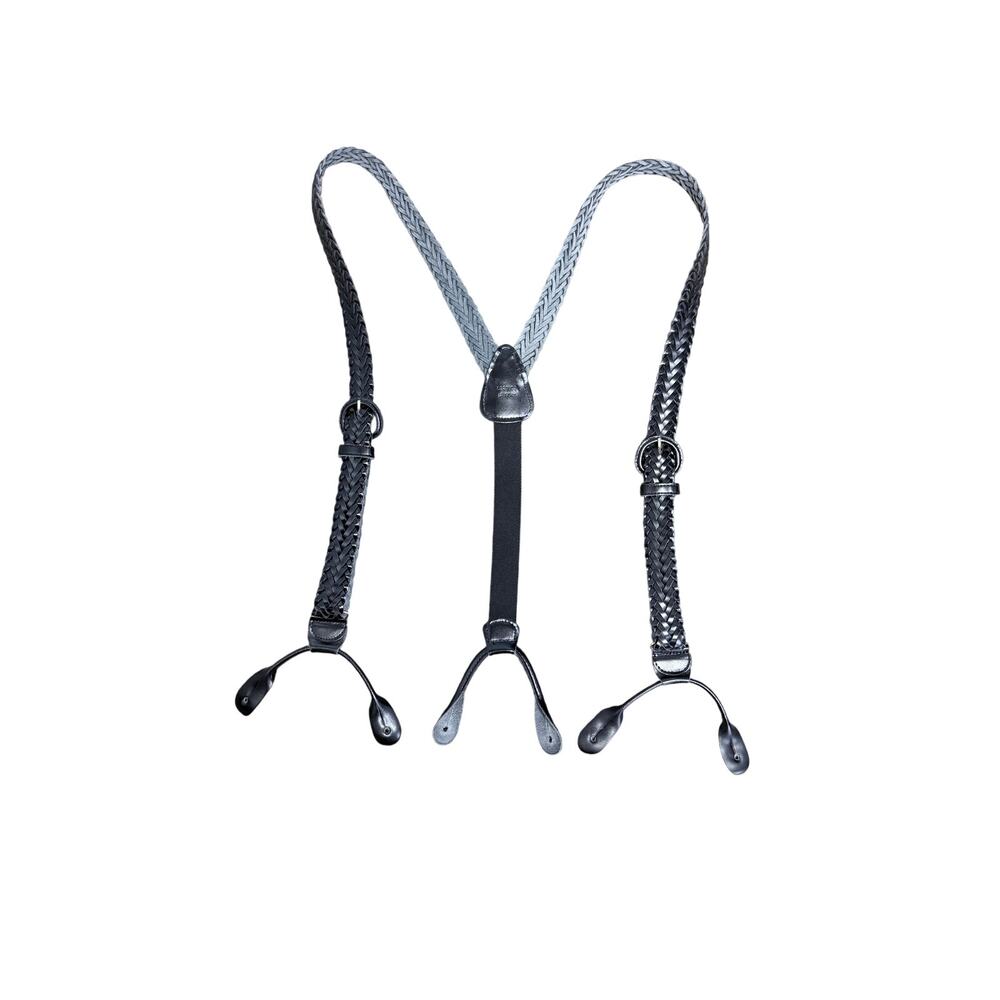 Black braided leather adjustable suspenders menswear business wedding Uruguay